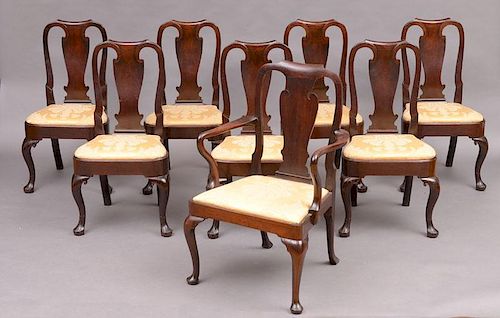 ASSEMBLED SET OF EIGHT GEORGE I MAHOGANY DINING CHAIRS