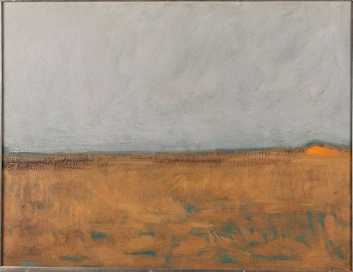 David Delong, Landscape with Sun, Oil on Canvas