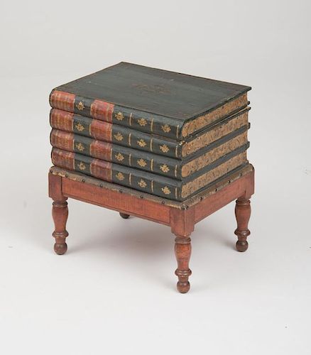 VICTORIAN FRUITWOOD BOOK-FORM LOW TABLE