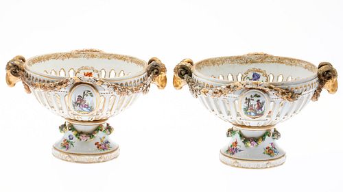 Pair of Meissen Pierced Footed Bowls