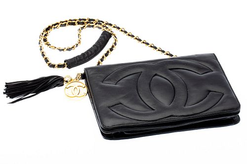 Chanel Black Leather Evening Bag