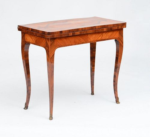 LOUIS XV ORMOLU-MOUNTED KINGWOOD AND TULIPWOOD PARQUETRY GAMES TABLE