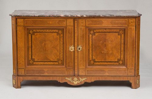 LOUIS XVI ORMOLU-MOUNTED KINGWOOD AND TULIPWOOD PARQUETRY SIDE CABINET