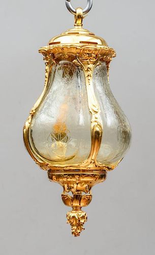 PAIR OF LOUIS XV STYLE GILT-METAL-MOUNTED TEXTURED GLASS LANTERNS