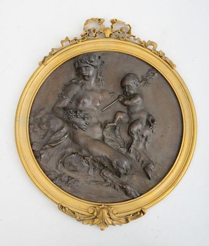 LOUIS XVI STYLE GILT-BRONZE AND BRONZE-PATINATED RELIEF RONDEL