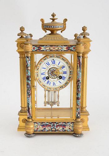FRENCH CLOISONNÉ INLAID GILT-BRONZE CLOCK, MADE FOR THE CHINESE MARKET