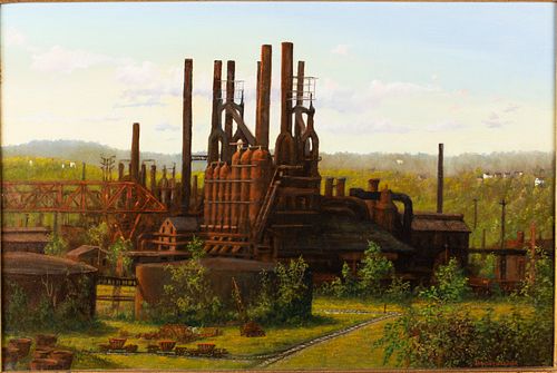 Ron Schaefer (NY, b. 1944) Industrial Landscape, O/C
