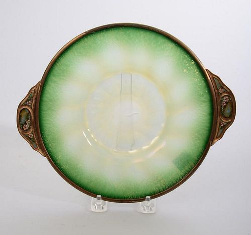 LOUIS C. TIFFANY FURNACES GILT-METAL-MOUNTED FAVRILLE PLATE