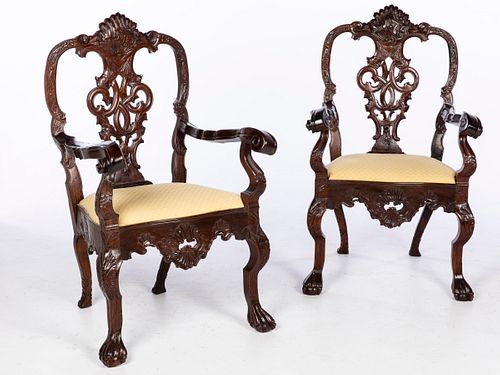 Pair Latin American or Portuguese Rosewood Armchairs