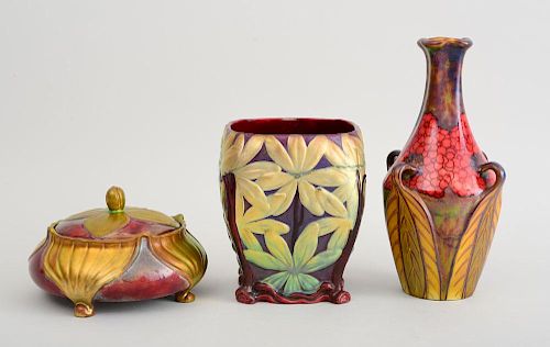 THREE VILMOS ZSOLNAY POTTERY ARTICLES
