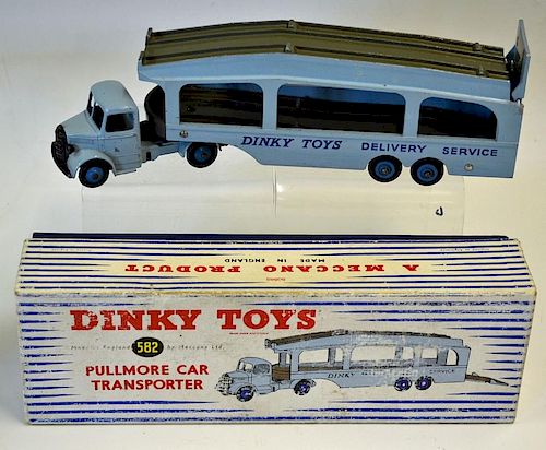 Dinky No.582 Bedford Pullmore Car Transporter light blue cab and trailer with "Dinky Toys Delivery S