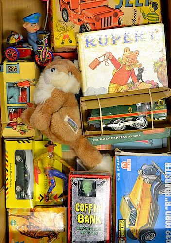 Mixed selection of toys to include Tudor Rose Jeep Boxed, Echo Wild West Horse, Clockwork Train, Cof