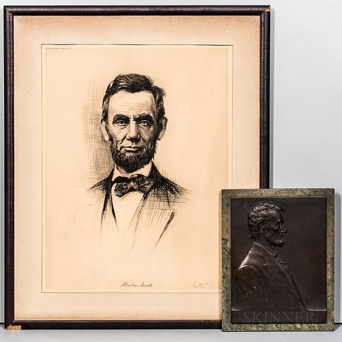 Victor David Brenner (American, 1871-1924) Bronze Portrait Plaque of Abraham Lincoln