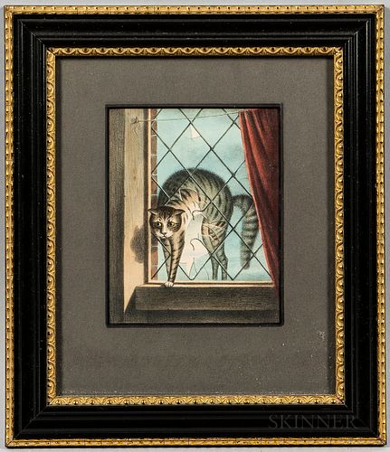 The Cat Hand-colored Lithograph