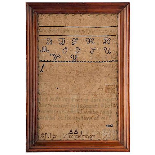 Early Greenville, Ohio [Darke County] Sampler by Esther Zimmerman 