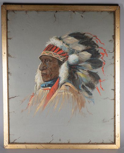 Profile Portrait of Native American Indian Chief