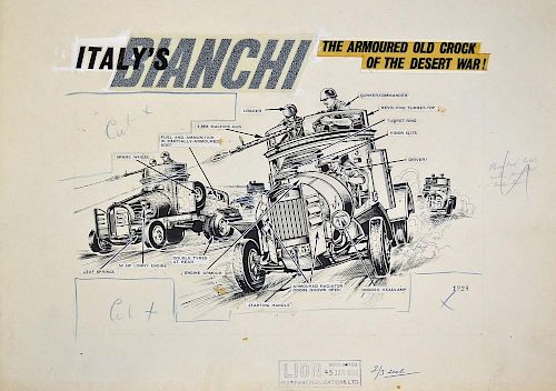 Original Comic Artwork Hand Drawn Military Vehicles Story Board Artwork in original Pen & Ink By unk