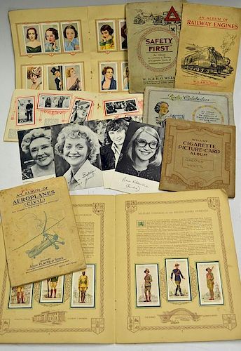 Selection of Cigarette Card albums including John Player & Sons Aeroplanes (Civil), Military Uniform