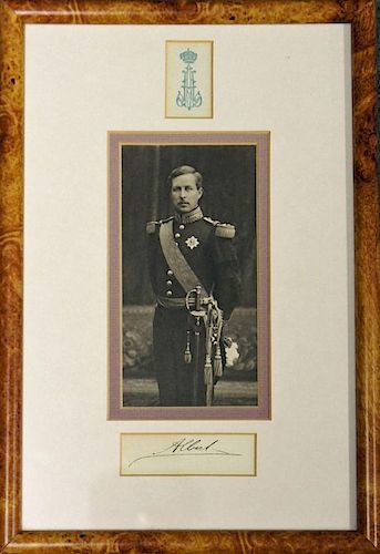 Royalty HM King Albert I of Belgium signed photograph print display he married Elizabeth of Bavaria,
