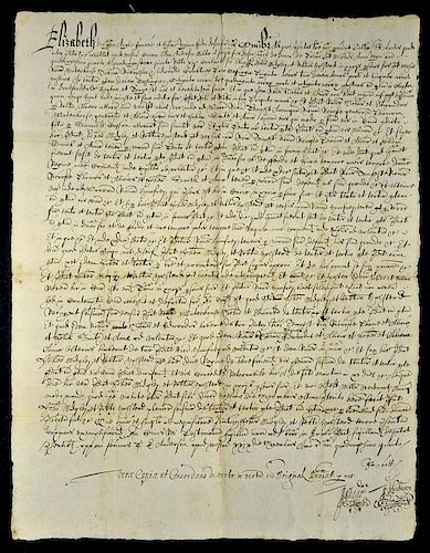 Hawkesworth Indenture 1585 (now part of Leeds) impressive manuscript large document on paper for lan