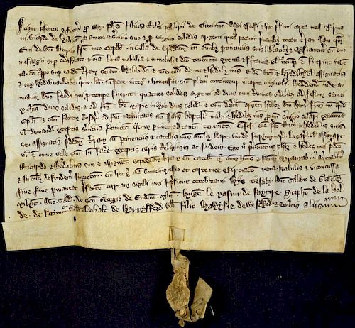 Shropshire c1320 Deed of Gift in relation to Criddon, Bridgnorth undated with a 1/3 of a white seal