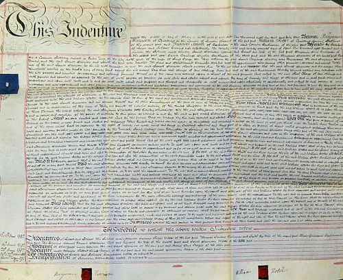 1843 Vellum Indenture Lincoln relating to and appointment of a parcel of land in Quadring in the Cou