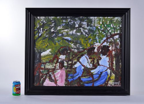 Alyne Harris painting on canvas (4 people woods)