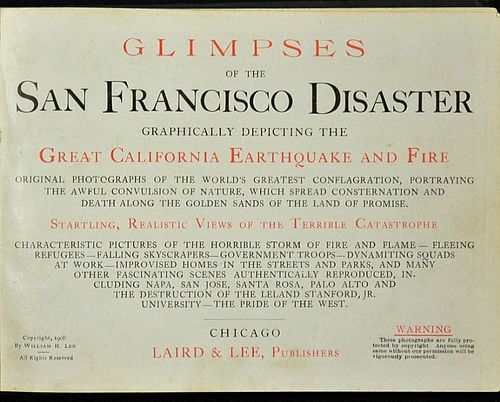 San Francisco Earthquake 'Glimpses of the San Francisco Disaster' booklet 1906 (printed that same ye