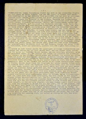 WWII Adolf Hitler excessively rare Transcript of Speech being the transcript of Hitler's speech to t