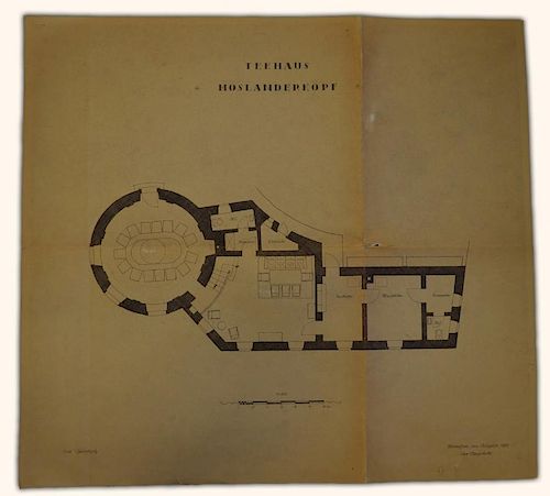 Collection of Original 1937 Hand Drawn Architectural Drawings of Adolf Hitler's Teahouse 'Teehaus Mo
