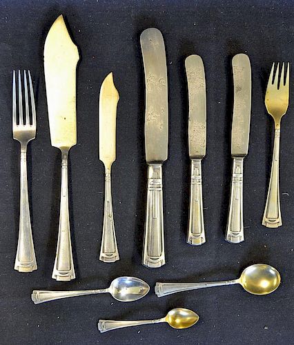 WWII Adolf Hitler and Eva Braun Silver Cutlery Selection to include a fish knife (20cm) and fork (17