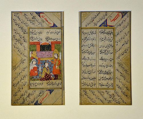 Late 18th century North Indian Miniature Painting c1760-80s the text is devotional Sunni poetry scri