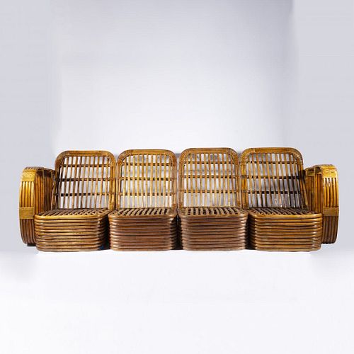 Paul Frankl Rattan Sofa and Chair