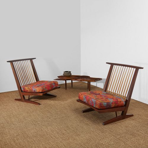 George Nakashima Pair of "Conoid Cushion" Lounge Chairs, New Hope, Pennsylvania, 1964