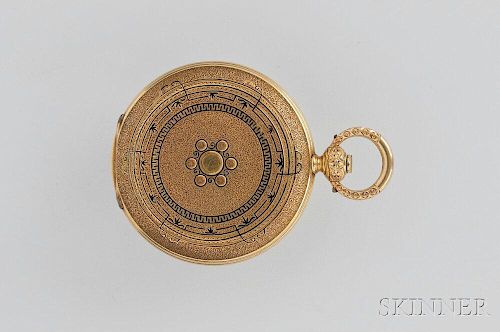 Antique 18kt Gold and Enamel Hunter Case Pocket Watch