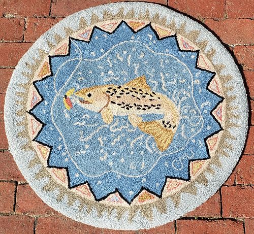 Claire Murray Hooked Rug, "Fish On"