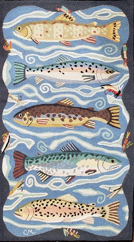 Claire Murray Trout Fish Hooked Rug Runner