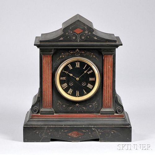 French Belgian Slate Mantel Clock