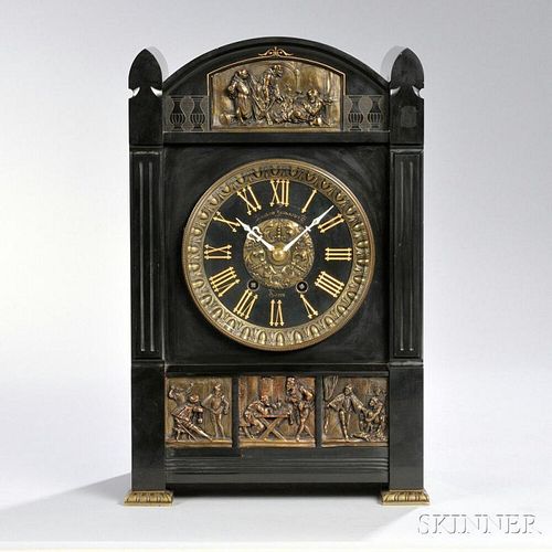 Belgian Black Slate Mantel Clock