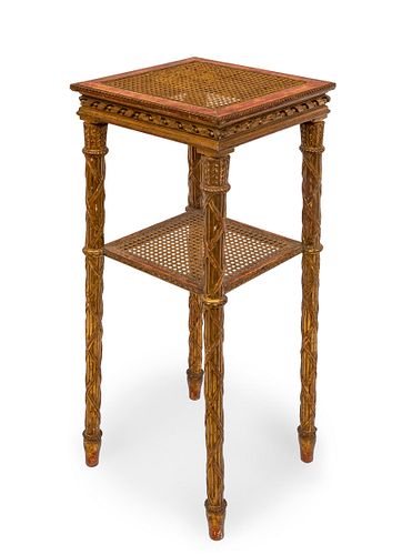 Luis XVI style table, late 19th century. 
Carved wood, gilded and mesh.