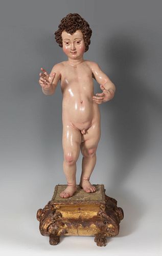 Spanish school of the seventeenth century. "Child Jesus". Carved and polychrome wood.