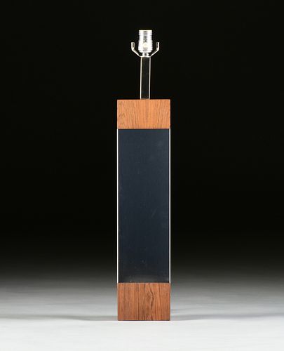 A MID-CENTURY MODERN ROSEWOOD AND CHROME TABLE LAMP, 1960s,
