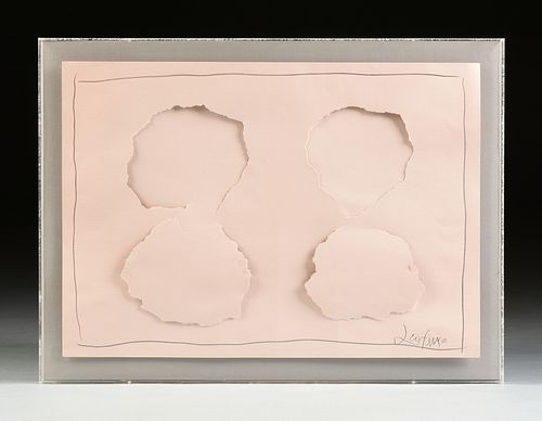 A CONCEPTUAL ART PAPER SCULPTURE, "Four Torn Circles," CIRCA 1974,