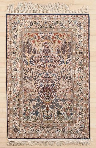 Qom carpet, 5'5'' x 3'6''. Provenance: Estate of Katherine K. Gaeth, Ephrata, Pennsylvania.