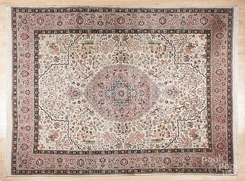 Semi-antique roomsize Persian garden rug, 13' x 9'6''.