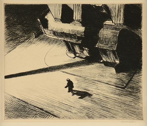 EDWARD HOPPER (American 1882-1967) A PRINT, "Night Shadow," 1921-1924,
