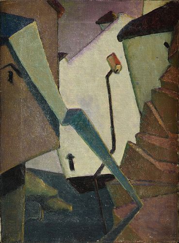BELLE GOLDSCHLAGER BARANCEANU (American 1902-1988) A PAINTING, "Architectural Fantasy," 