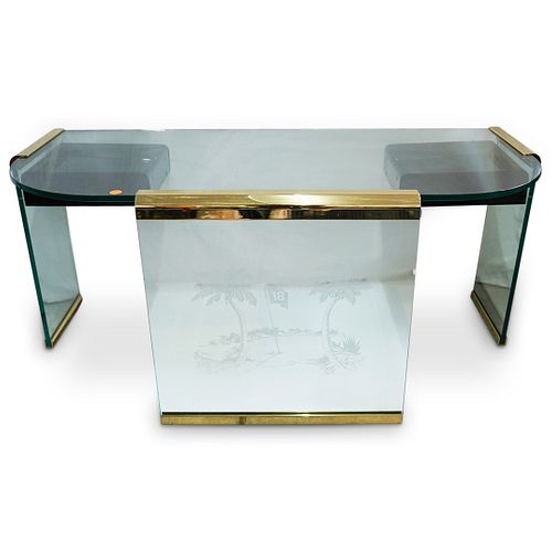Leon Rosen For Pace Etched Glass Desk