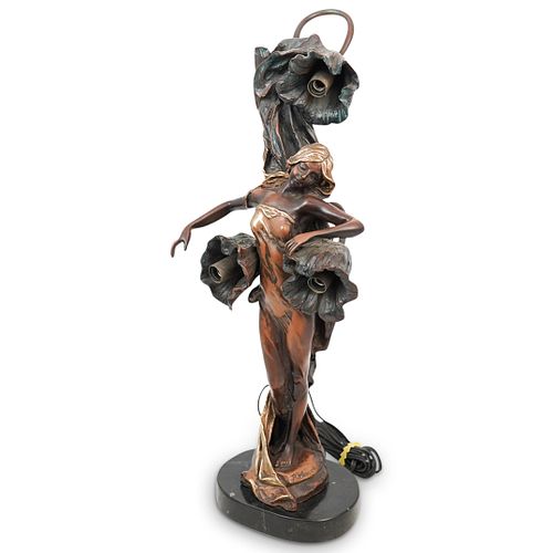 Art Nouveau Figural Bronze Lamp