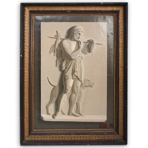 19th cent. Stamped Antinous-Silvanus Trompe-l'oeil Oil Painting
